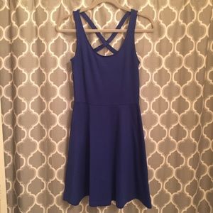 H&M cross back blue dress